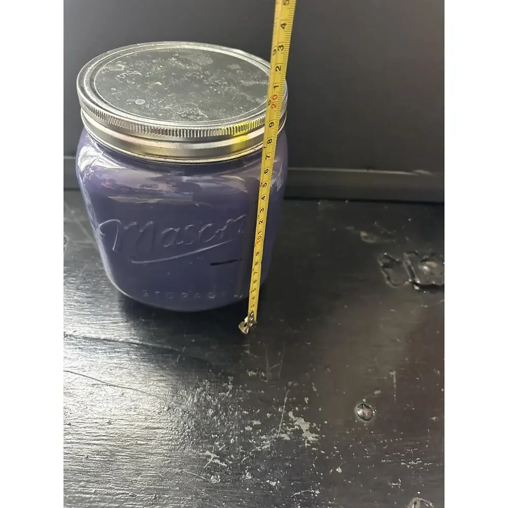 Mason Craft - Blue Glass Storage Canister Jar Metal Lid
